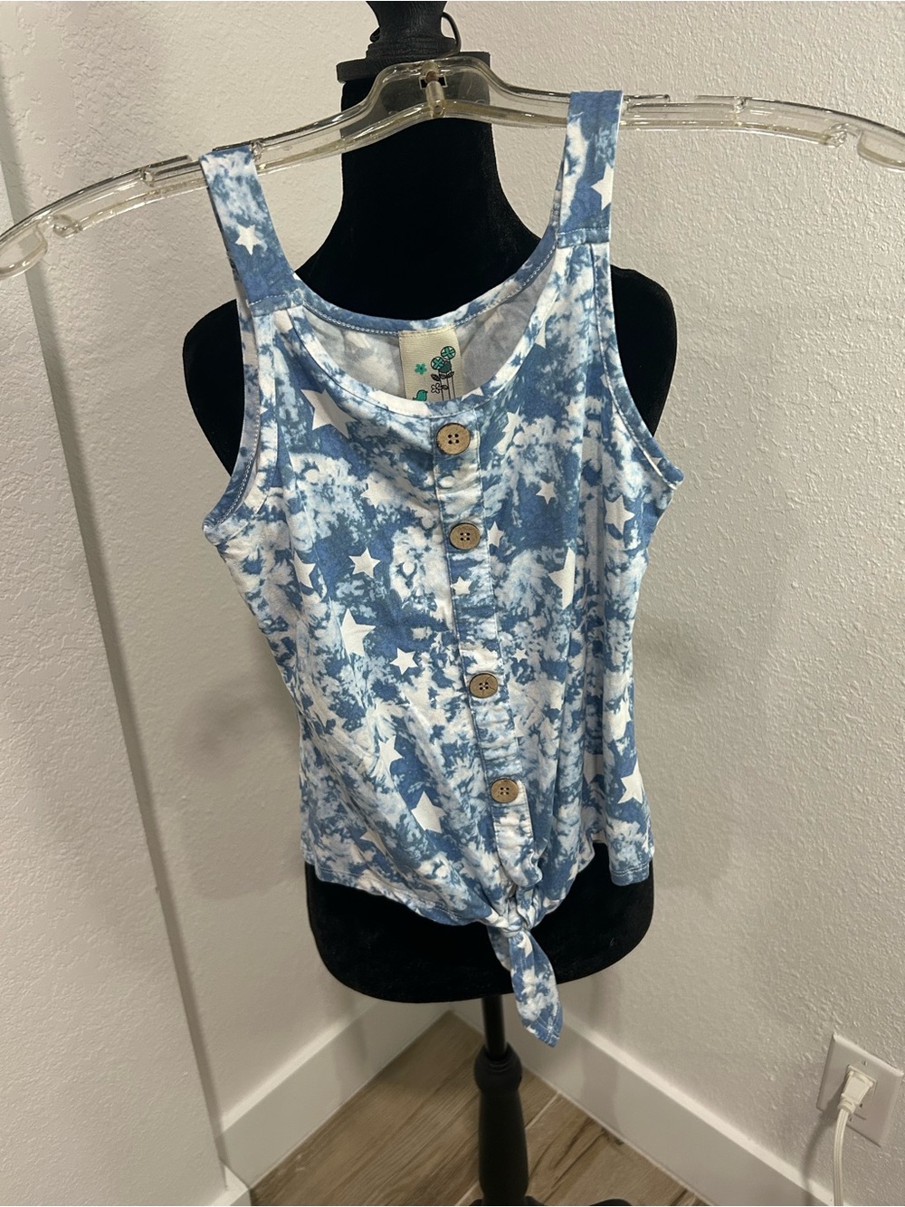 Lily Bleu Blue and White Star Tie-Front Tank